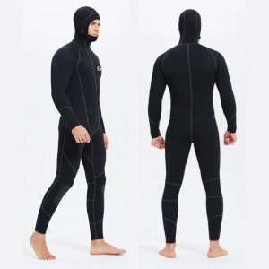 Costum de neopren cu glugă pentru bărbați, cu fermoar frontal