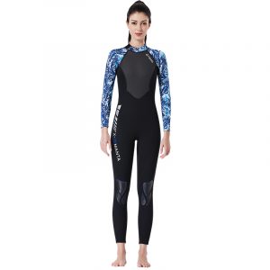Costum de neopren pentru femei de 3mm - Model Negru & Albastru, S